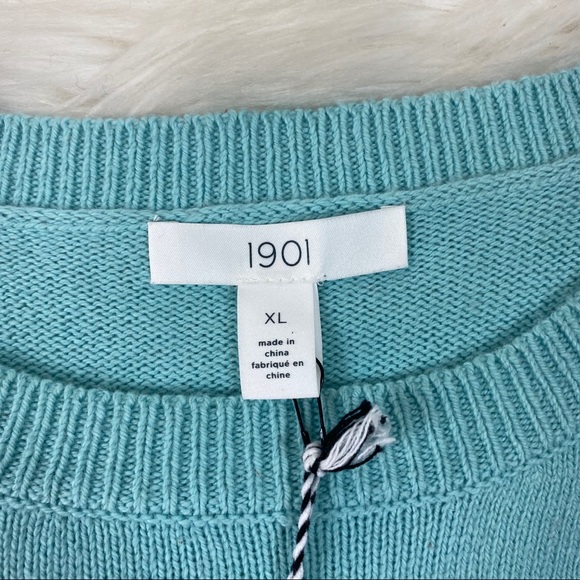 1901 Blue Shoulder Button Wool Blend Cozy Sweater - Picture 2 of 4